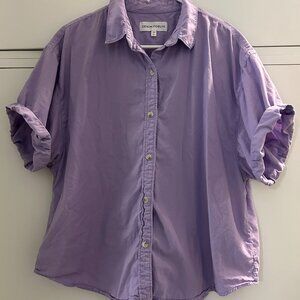Purple Women's Short Sleeve Button Up